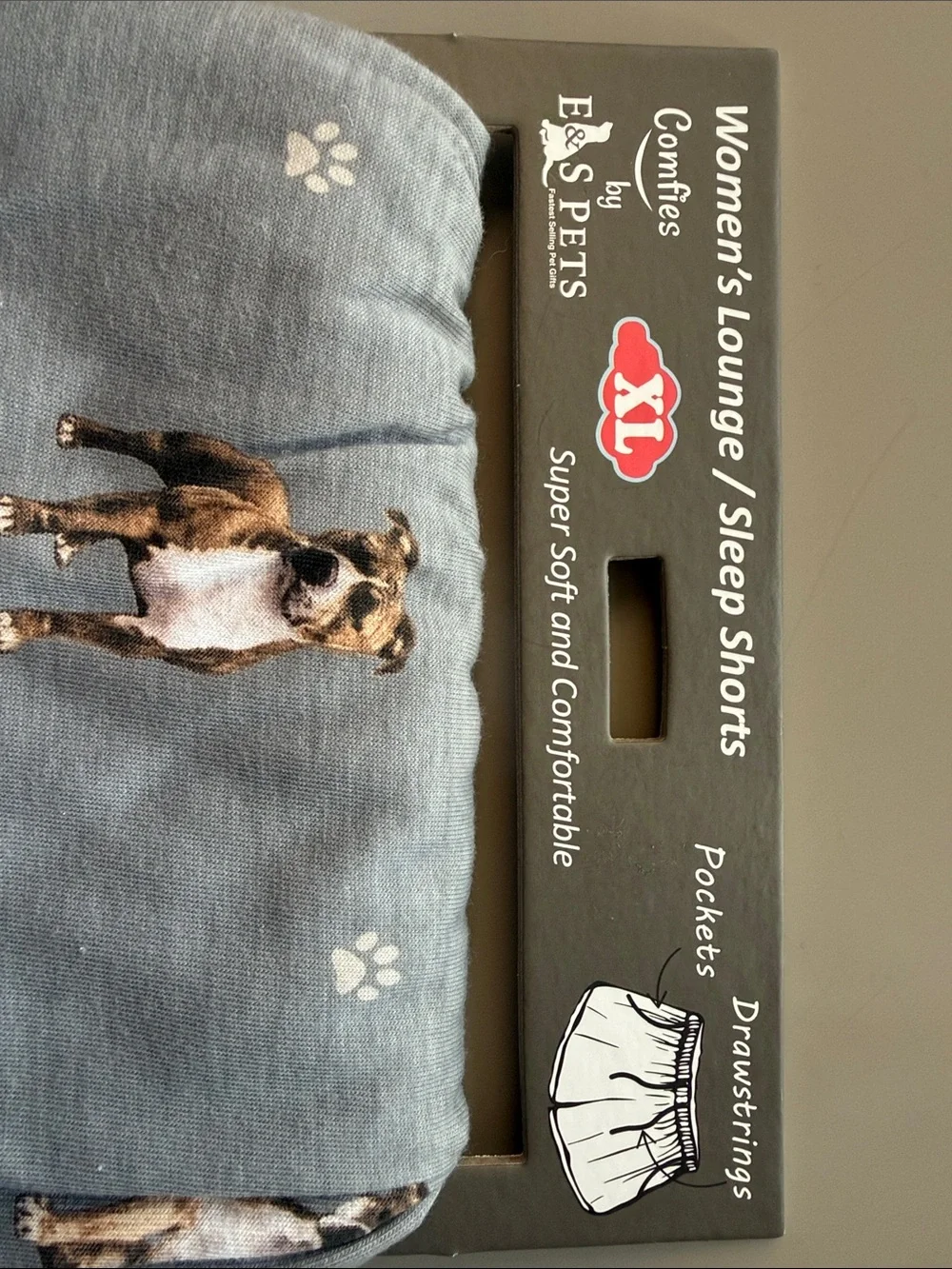 Comfies Women's Lounge/Sleep Shorts - Gray Dog Print Pit Bull XL